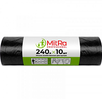 Пакет для мусора 112х140 ПВД рулон 240 л 10 шт. 30 мк MITRA Professional ЧЕРНЫЙ КП